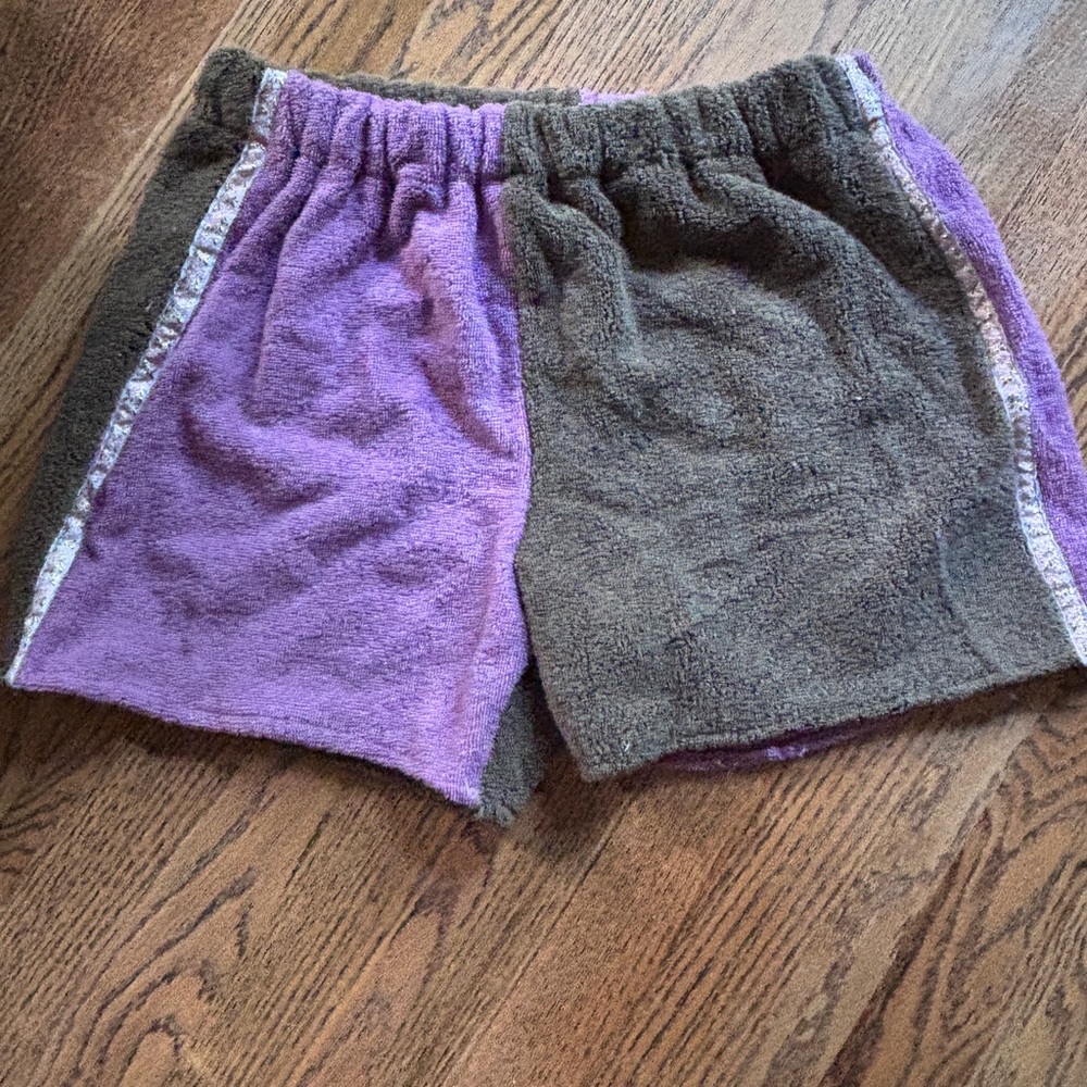 One of a kind, upcycled vintage towel shorts